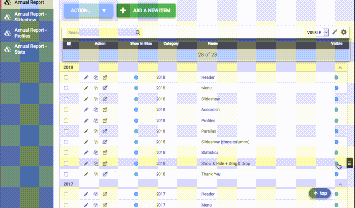 Drag & Drop sections with ease to reorder